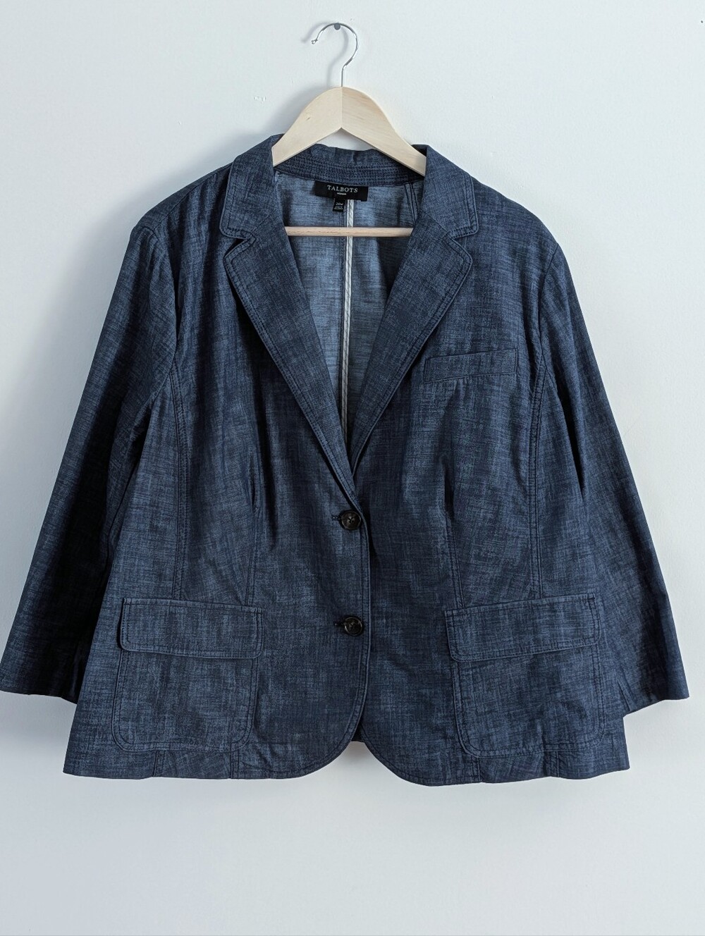 Talbots Chambray Jean Cotton Blazer Jacket - 20W